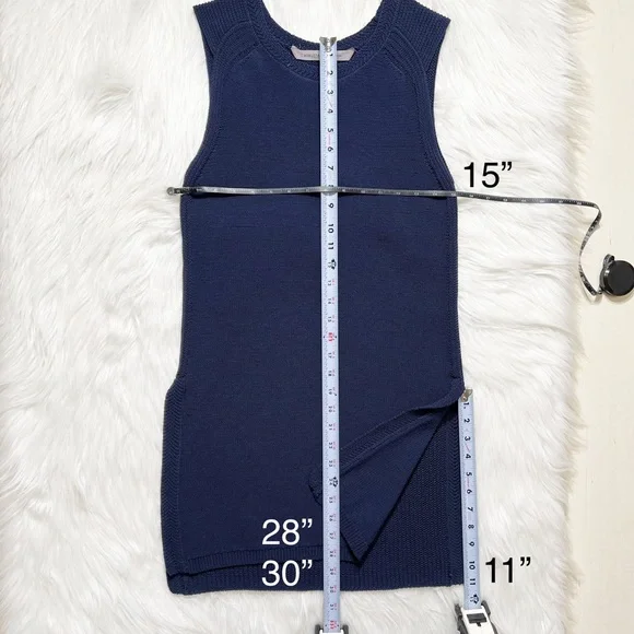 SOLD-Athleta Navy Blue Sleeveless Crochet Knit Long Tunic Top - Picture 11 of 12